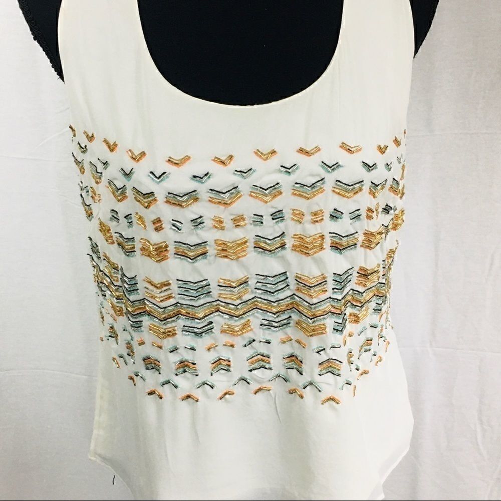 Greylin NWT off white beaded tank top XS S M L